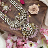 Victorian Diamond Elephant Pendant Neckpiece-Baby Pink-VV1886